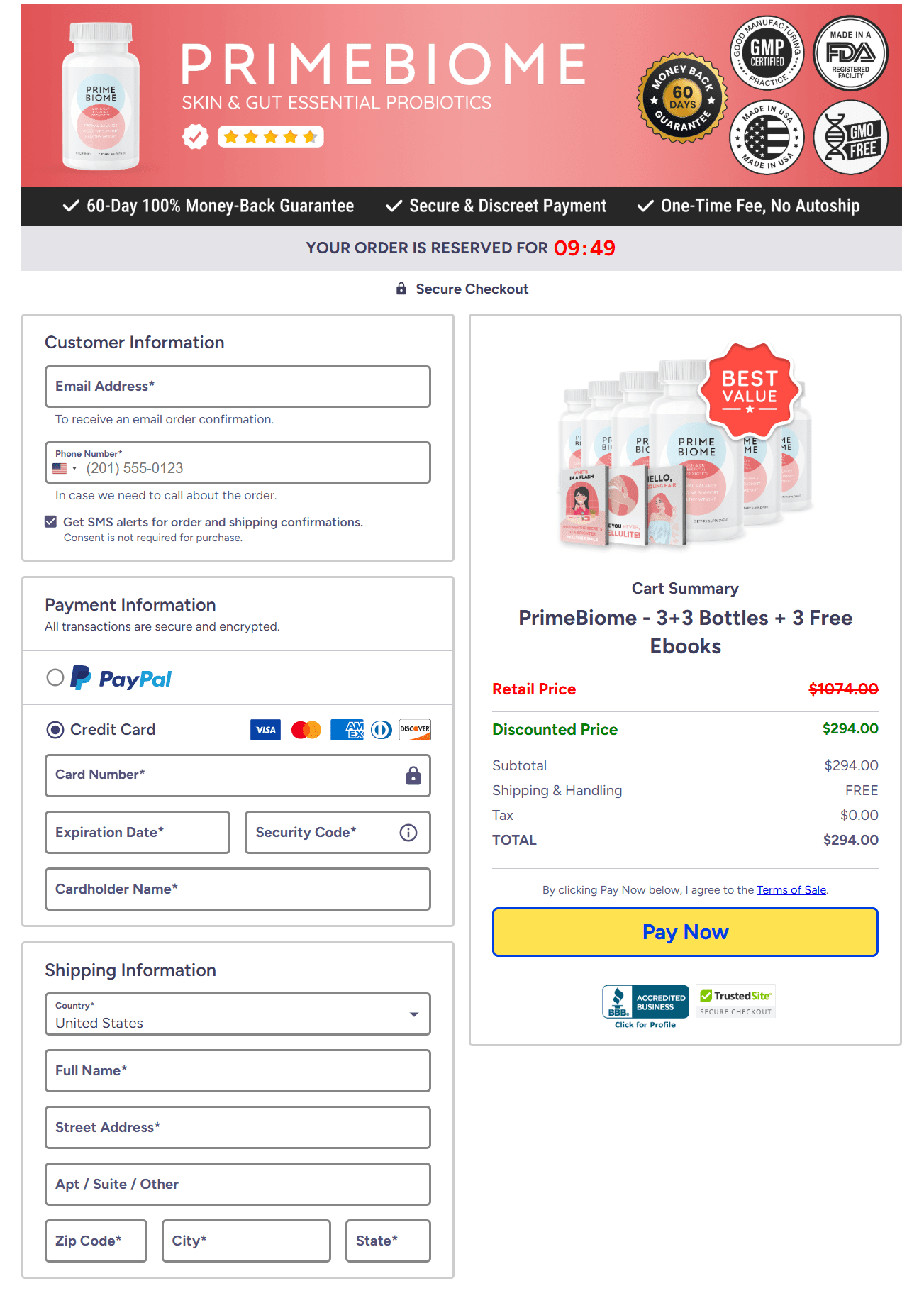 PrimeBiome Checkout